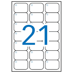Apli Pack de 210 Etiquetas Especiales para Congelar 63.5x38.1mm - 10 Hojas por 21 Etiquetas - Adhesivo Removible - Cantos Romos - Color Blanco