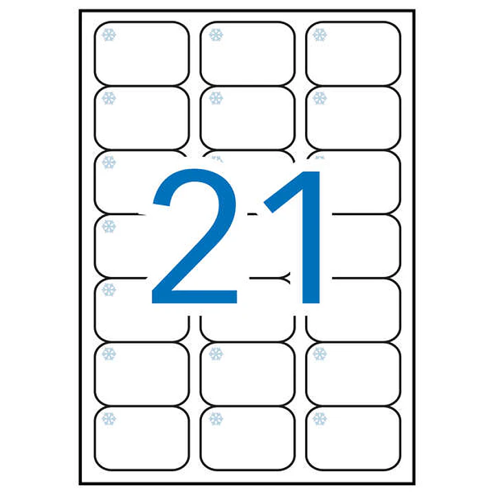 Apli Pack de 210 Etiquetas Especiales para Congelar 63.5x38.1mm - 10 Hojas por 21 Etiquetas - Adhesivo Removible - Cantos Romos - Color Blanco 1