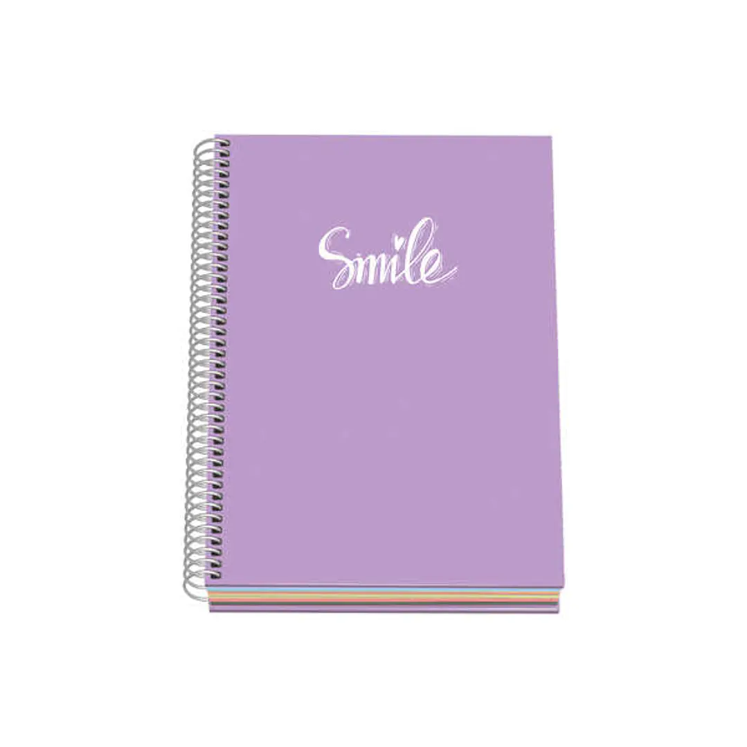 Dohe Serie Pastel Cuaderno con Espiral - Tamaño A5 de 100 Hojas 90gr - Hojas Microperforadas con 2 Taladros - Cuadricula 5mm - Color Morado Pastel 1