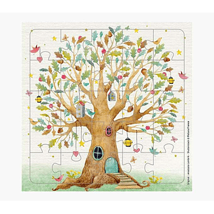 Pictura Tarjeta Puzzle - 15.5x15.5cm - Tematica Arbol Casa - 25 Piezas - Incluye Tarjeta Plegada y Sobre Blanco - Certificacion FSC