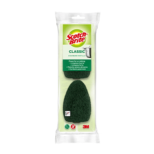 Scotch-Brite Recambios de Pack de 2 Estropajos con Mango para Tareas Dificiles - Color Verde Oscuro