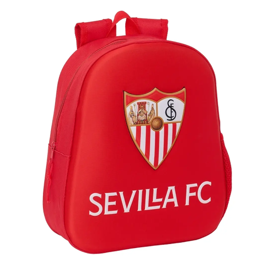 Safta Sevilla Fc Mochila 3D de 8.64L - Portabotellas - Tarjeta de Identificacion Personal - Hombreras Acolchadas - 27x33x10cm - Color Rojo 1