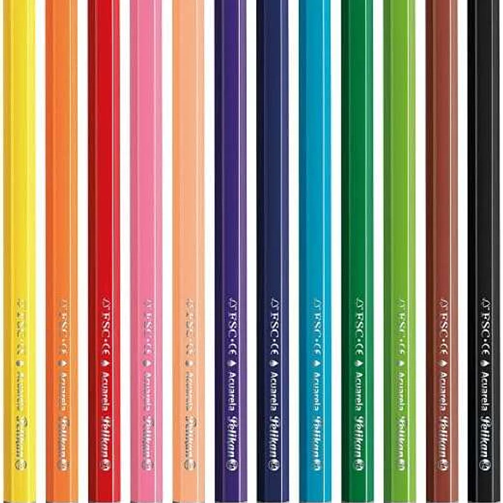 Pelikan Caja de 12 Lapices Hexagonales con Pincel - Mina Antirotura - Acuarelables - Incluye Pincel - FSC 1