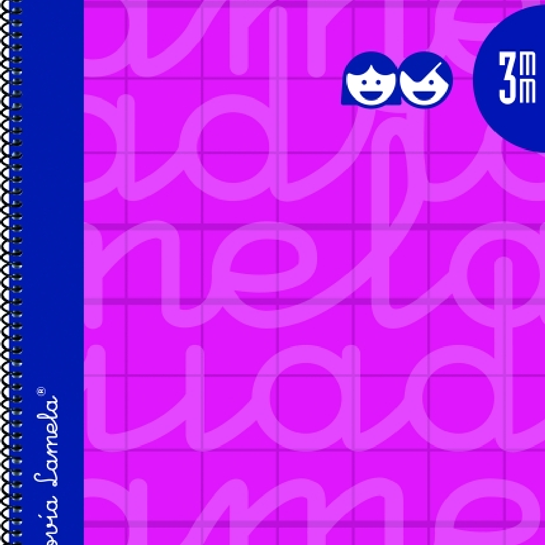 Lamela Cuaderno Espiral con 80 Hojas de 90g/m2 con Margen - Formato Cuarto - Pauta Cuadrovia de 3mm - Cubierta Extra Dura - Papel Offset Blanco Extra  1