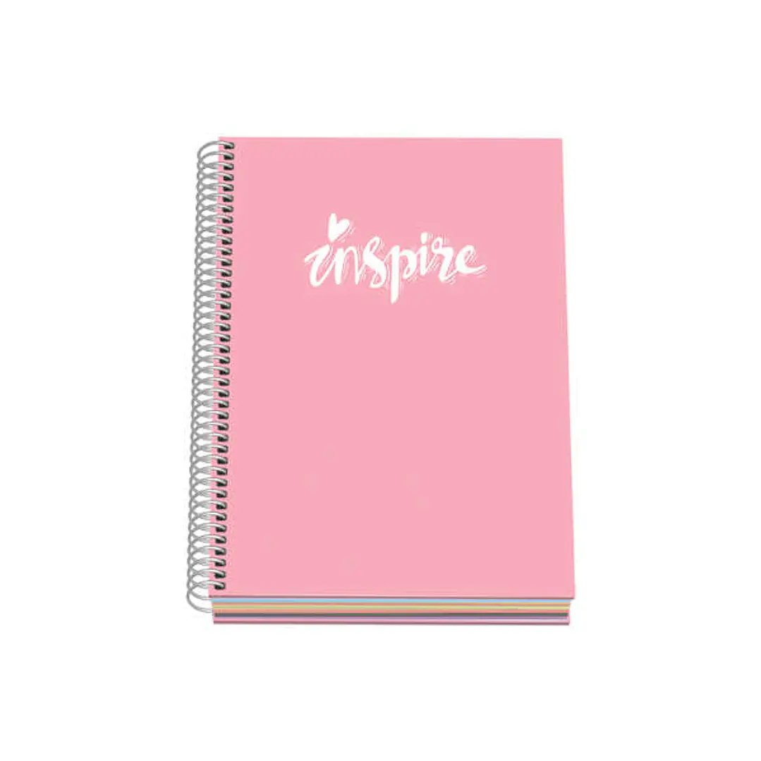 Dohe Serie Pastel Cuaderno con Espiral - Tamaño A5 de 100 Hojas 90gr - Hojas Microperforadas con 2 Taladros - Cuadricula 5mm - Color Rosa Pastel 1