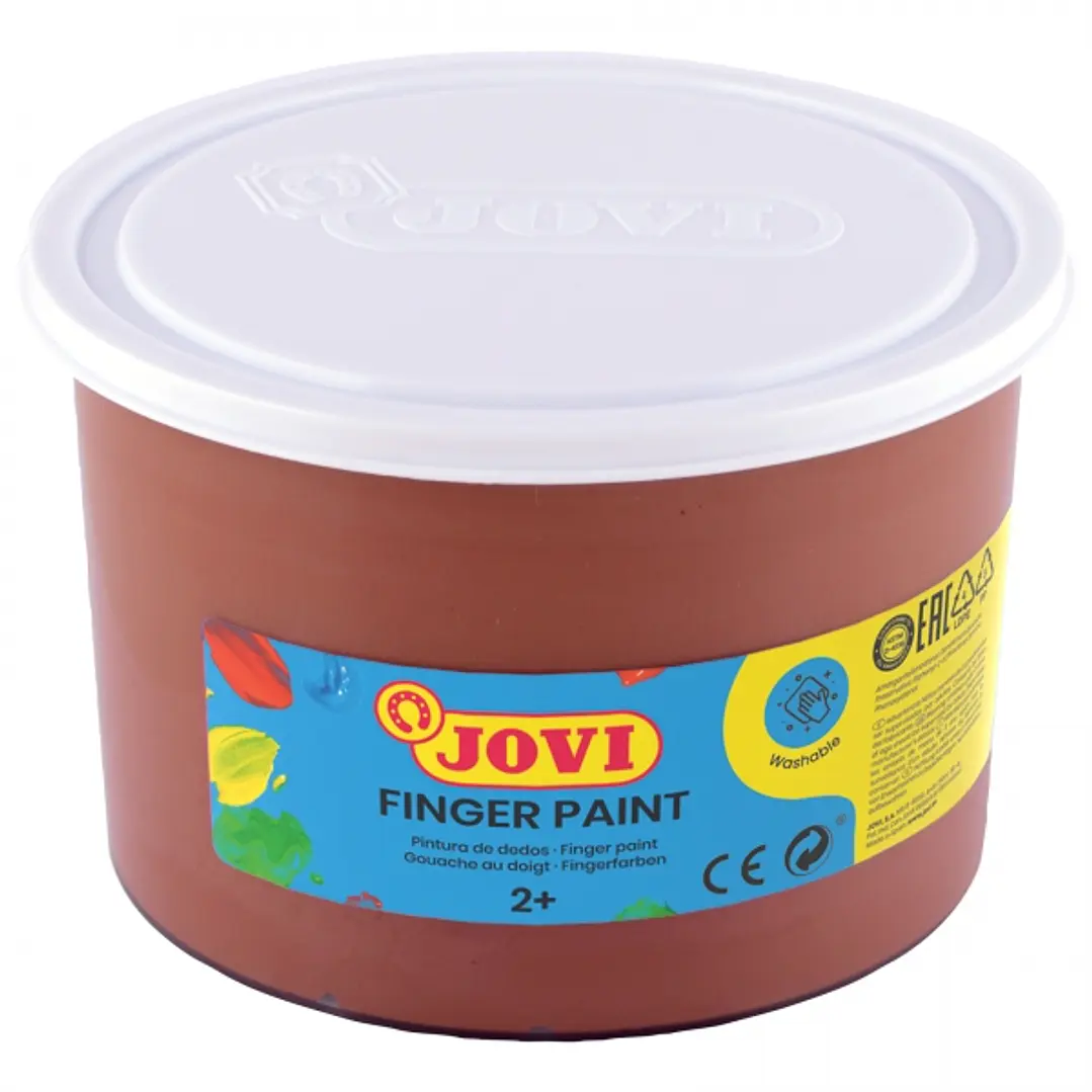 Jovi Finger Paint Bote de 500ml Pintura de Dedos - Ingredientes Naturales - Colores Mezclables - Textura Gelatinosa - Lavable - Color Marrón 1