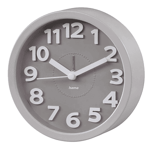 Hama Retro Reloj Despertador Analogico - Estilo Retro - Funciona con 1 Pila AA - 12x4cm - Color Gris