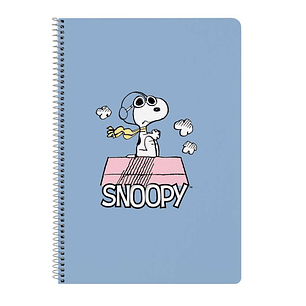Safta Snoopy Libreta con Espiral - Formato Folio - 80 Hojas de Papel 80g/m2 - Cuadriculas 4x4mm - Tapa Dura Decorada - Margen Lateral - 215x10x310mm -