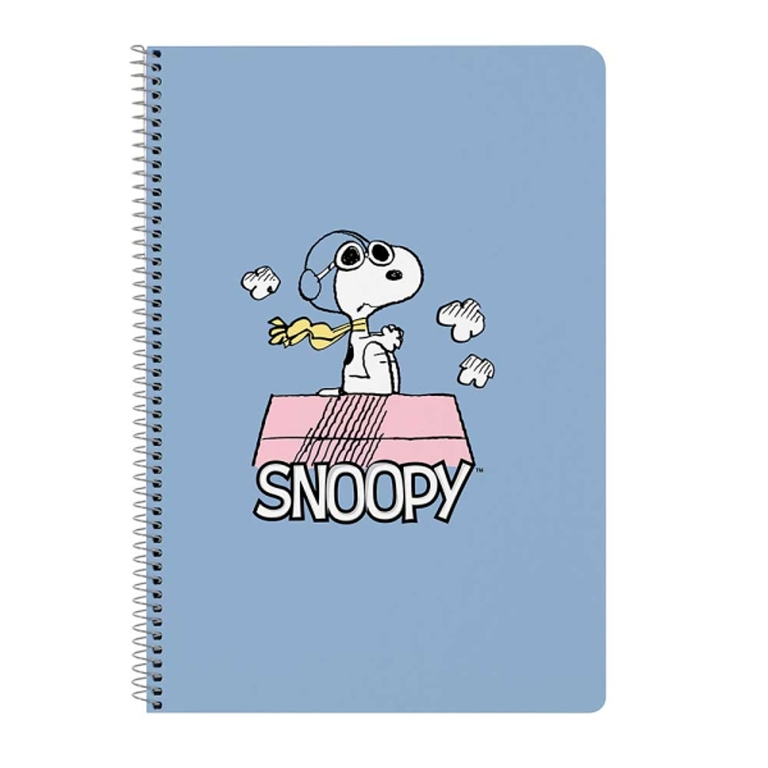 Safta Snoopy Libreta con Espiral - Formato Folio - 80 Hojas de Papel 80g/m2 - Cuadriculas 4x4mm - Tapa Dura Decorada - Margen Lateral - 215x10x310mm - 1