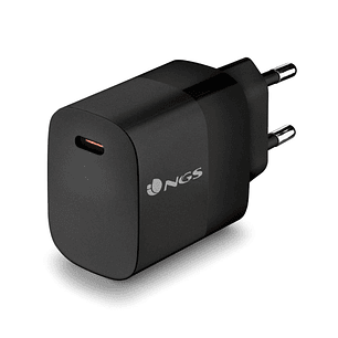 NGS Bud 20W Cargador GaN Universal de Pared 20W Ultrarapido - 1x USB-C PD & PPS - Color Negro