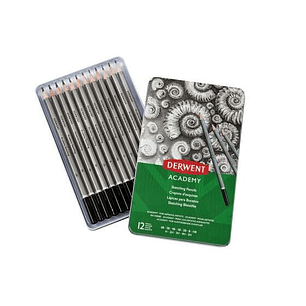 Derwent Academy Sketching Pack de 12 Lapices de Grafito Hexagonales de Durezas Surtidas - Especial para Bocetos - Cuerpos de Madera Natural - Faciles 