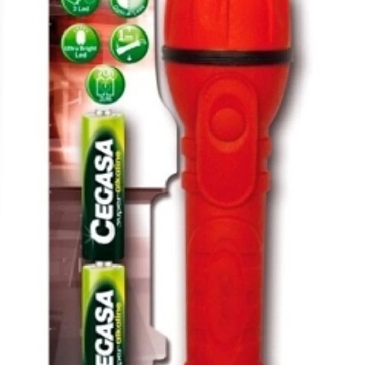 Cegasa Profesional Linterna de 3 LED - Cuerpo de Goma Antideslizante - Resistente a Golpes y Humedad - Funciona con 2 Pilas LR6 (Incluidas) 1