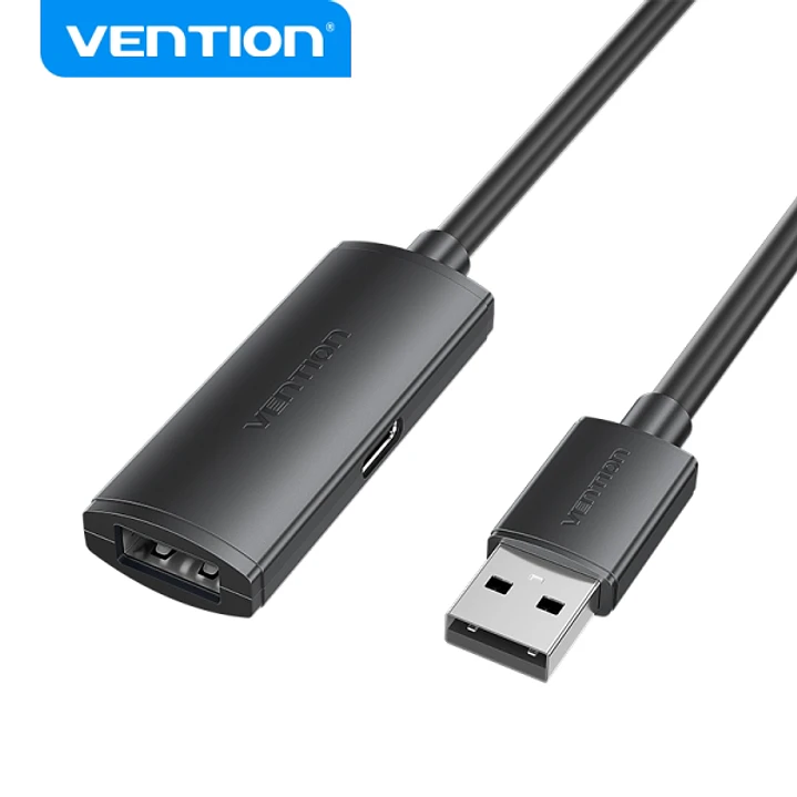 Vention Cable de Extension Activo USB 2.0 - Transferencia de Datos 480 Mbps - Conexion Estable - Construccion Duradera - Color Negro 1