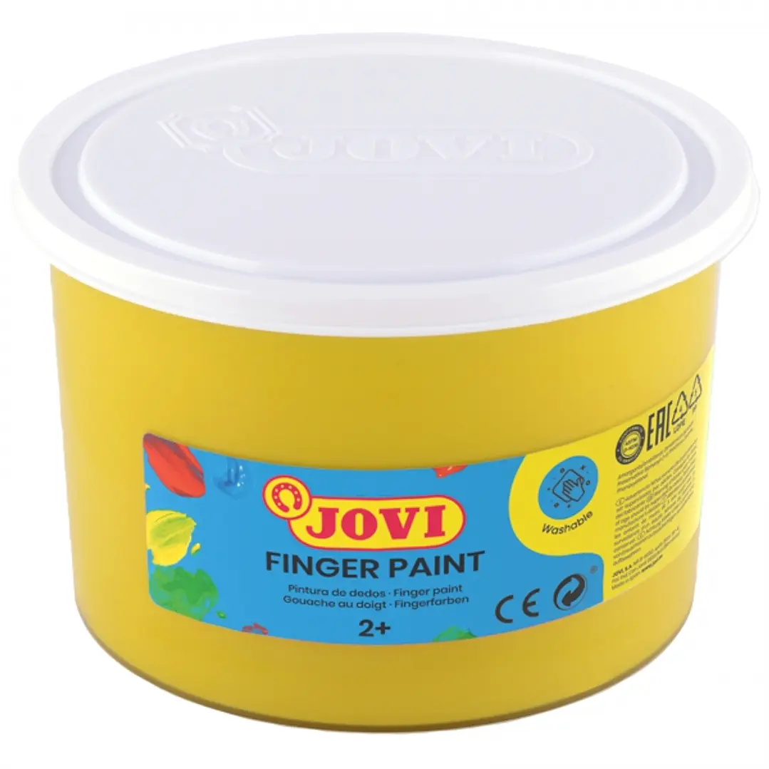 Jovi Finger Paint Bote de 500ml Pintura de Dedos - Ingredientes Naturales - Colores Mezclables - Textura Gelatinosa - Lavable - Color Amarillo 1