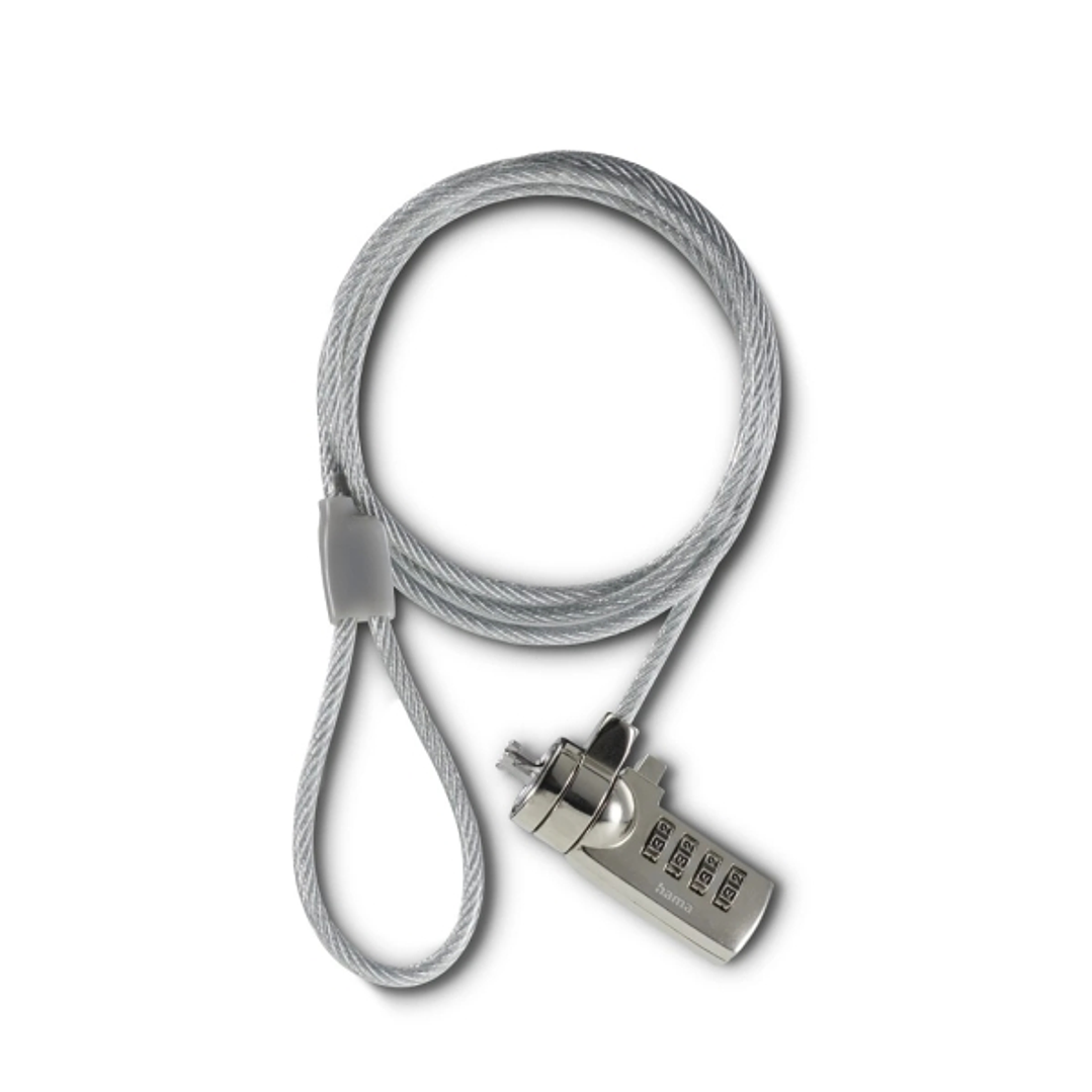 Hama Cable de Seguridad para Portatiles de 3.5mm - Cable 180cm - Candado de Combinacion - Acero - Color Gris 1