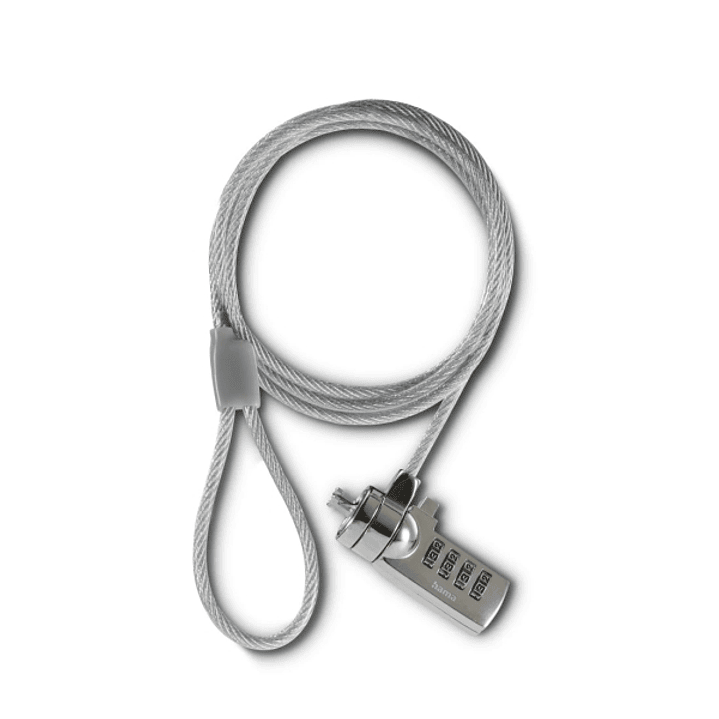 Hama Cable de Seguridad para Portatiles de 3.5mm - Cable 180cm - Candado de Combinacion - Acero - Color Gris 1