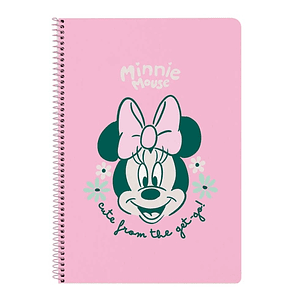 Safta Minnie Mouse Minty Libreta con Espiral - Formato Folio - 80 Hojas de Papel 80g/m2 - Cuadriculas 4x4mm - Tapas Duras Glasofonadas - Margen Latera