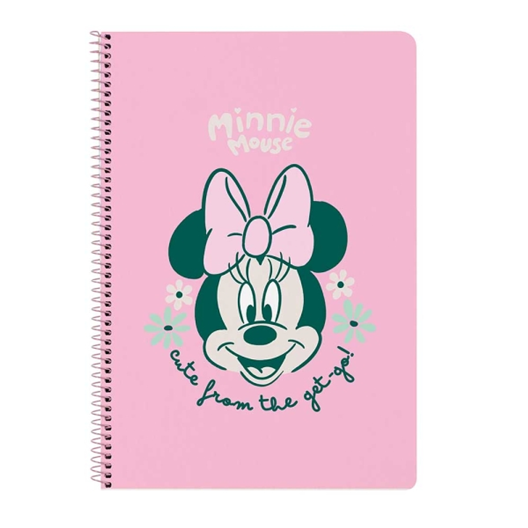 Safta Minnie Mouse Minty Libreta con Espiral - Formato Folio - 80 Hojas de Papel 80g/m2 - Cuadriculas 4x4mm - Tapas Duras Glasofonadas - Margen Latera 1