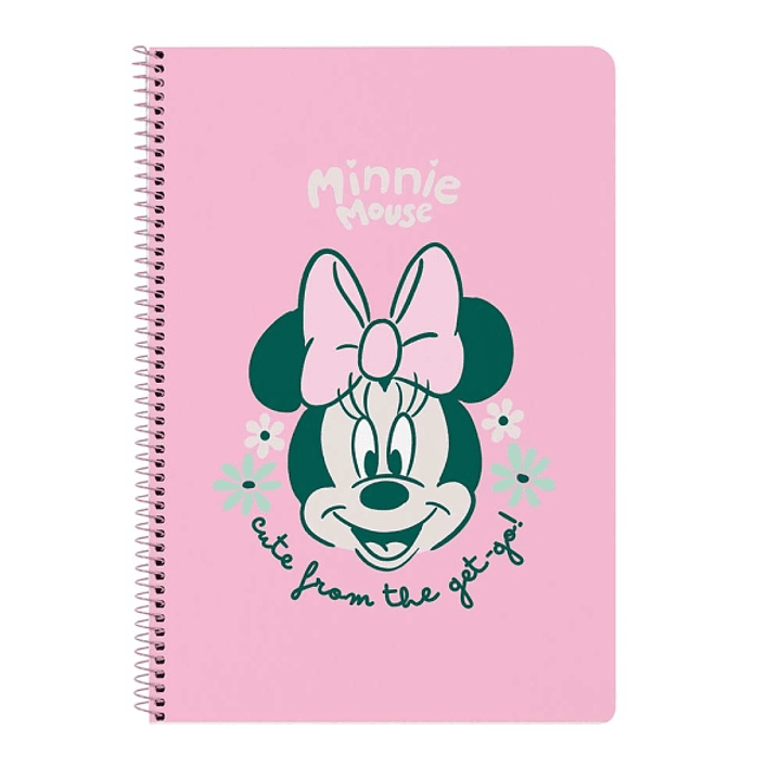 Safta Minnie Mouse Minty Libreta con Espiral - Formato Folio - 80 Hojas de Papel 80g/m2 - Cuadriculas 4x4mm - Tapas Duras Glasofonadas - Margen Latera 1