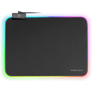 Mars Gaming Alfombrilla MMPRGBL - 365x265mm - Superficie Optimizada - Sistema RGB Control con Fibra Optica - 12 Modos de Iluminacion - Material Nanote