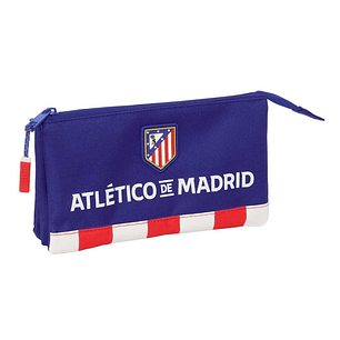 Safta Atletico de Madrid Portatodo - 3 Compartimentos con Cremalleras - Bolsillo Interior - 0.6L - 220x30x120mm - Color Azul Marino