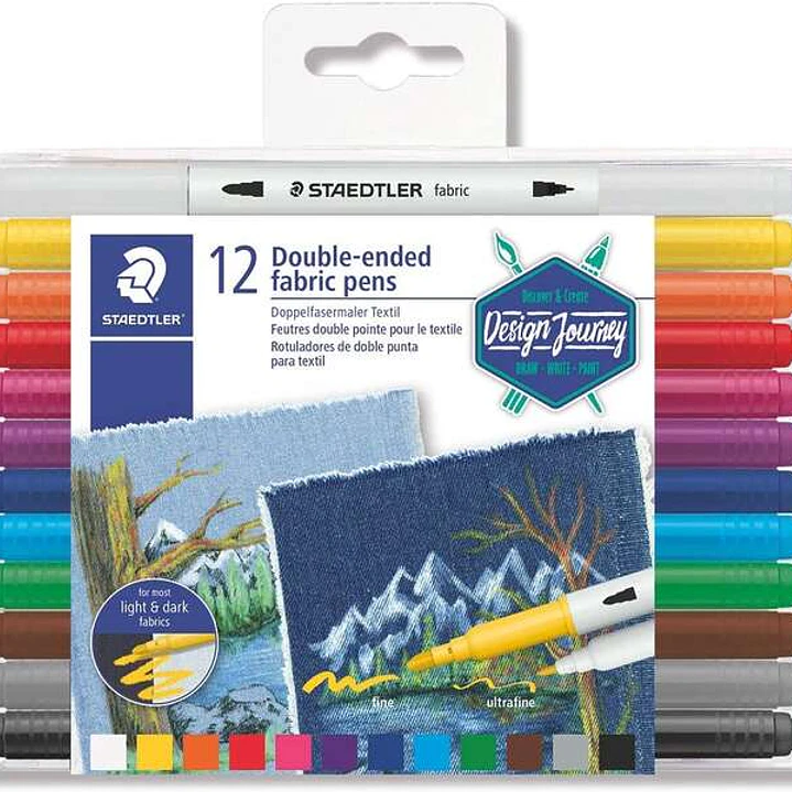 Staedtler 3190 Pack de 12 Rotuladores de Doble Punta para Textil - Colores Surtidos 1