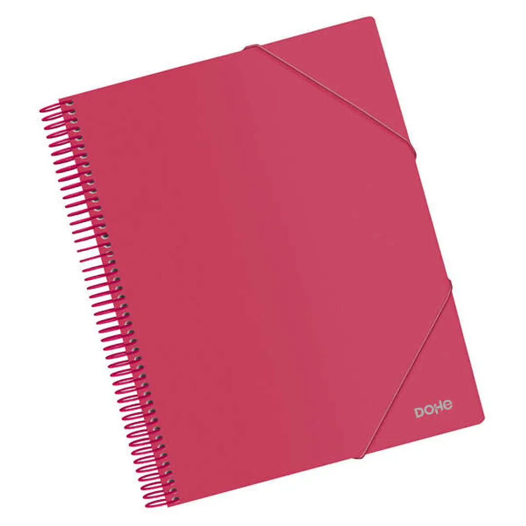 Dohe Carpeta con 20 Fundas Tamaño A4 - Tapa de Polipropileno Opaco de 800 Micras - Fundas Transparentes de 80 Micras - Espiral de Plastico de Color -  1