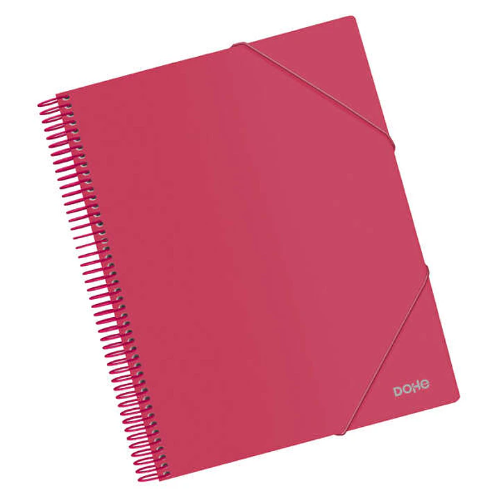 Dohe Carpeta con 20 Fundas Tamaño A4 - Tapa de Polipropileno Opaco de 800 Micras - Fundas Transparentes de 80 Micras - Espiral de Plastico de Color -  1