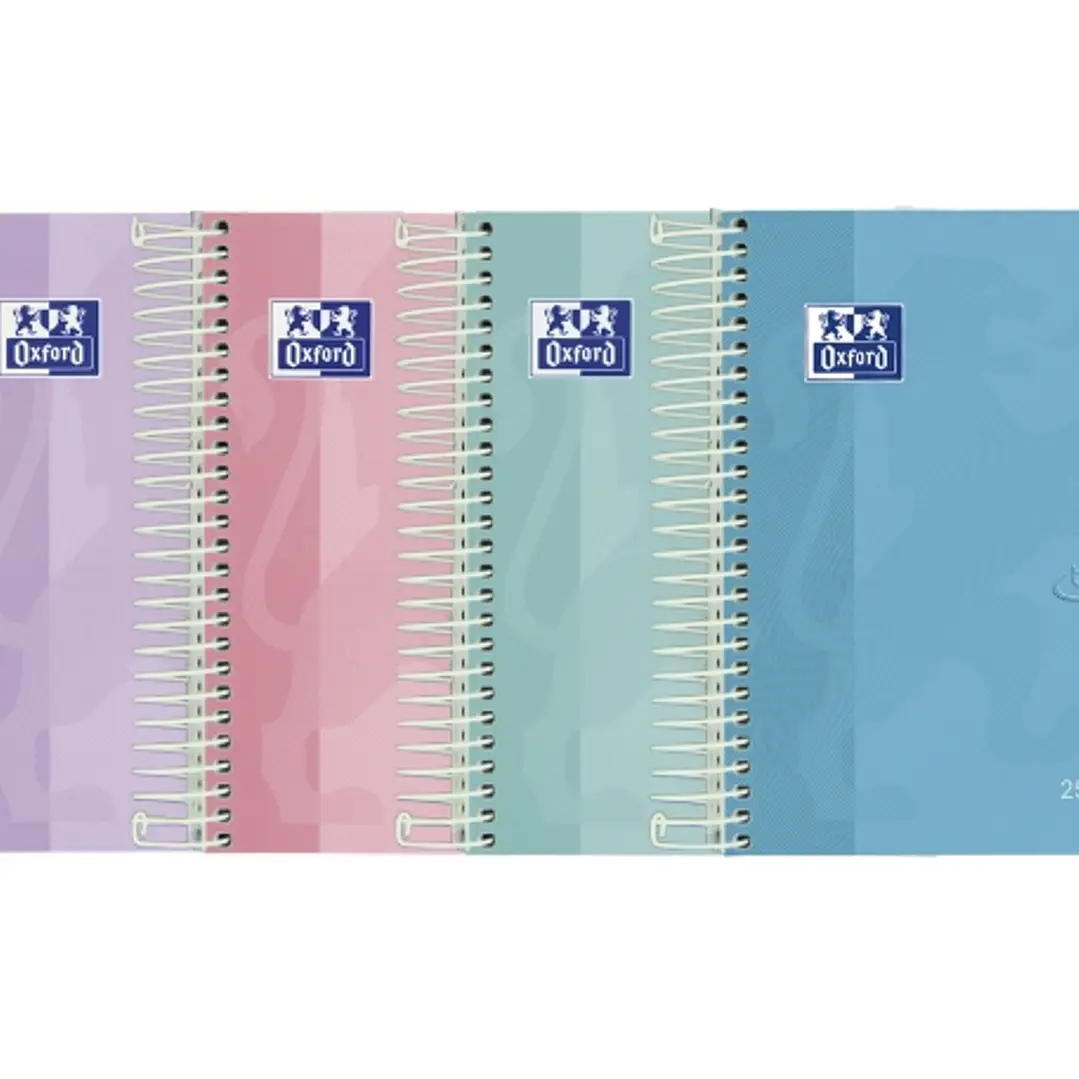 Oxford Touch Pastel Agenda Escolar 25/26 Espiral Semana Vista - Tamaño 4º - Tapa Extradura Peliculado Touch - Esquinas Microperforadas - Espacio para  1