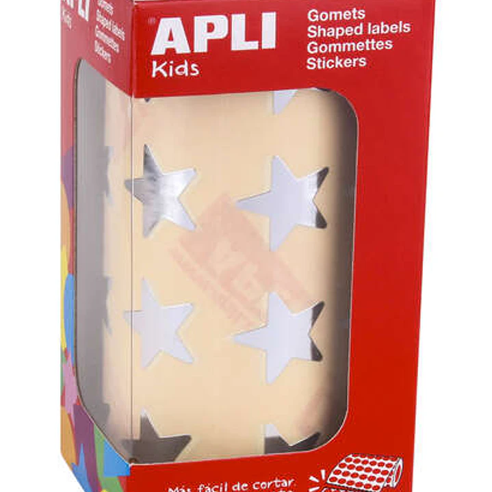 Apli Pack de1.416 Gomets con Forma de Estrella - Tamaño 19.5mm - Adhesivo Base Agua - Normas EN-71 y FSC - Color Plata 1
