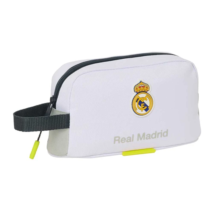 Safta Real Madrid Bolsa Isotermica Porta Alimentos de 1.7L - Asa de Mano - Cierre de Cremallera - 21.5x12x6.5cm - Color Blanco y Negro 1