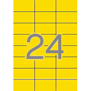 Apli Pack de 480 Etiquetas Rectangulares 70x37mm - 20 Hojas por 24 Etiquetas - Adhesivo Permanente - Cantos Rectos - Color Amarillo