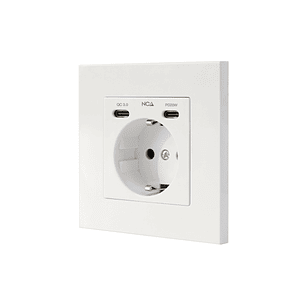 Nanocable Roseta Base de Enchufe de Pared Empotrable Tipo Schuko - 2xUSB-C PD - 3.4A - Color Blanco
