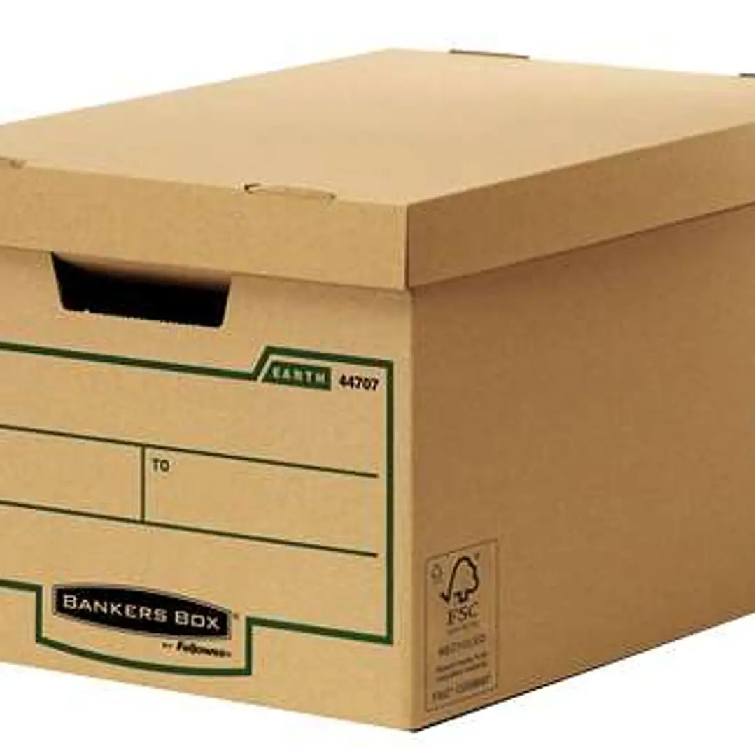 Fellowes Bankers Box Earth Maxi Contenedor de Archivos - Montaje Manual - Carton Reciclado Certificacion FSC - Color Marron 1