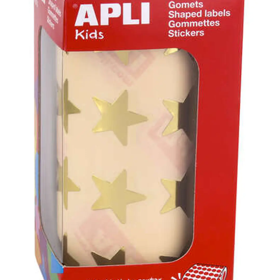 Apli Gomets Estrella Oro Metalizado - Tamaño 19.5mm - Adhesivo Permanente - 1416 Gomets por Rollo - Ideal para Actividades Creativas con Niños 1