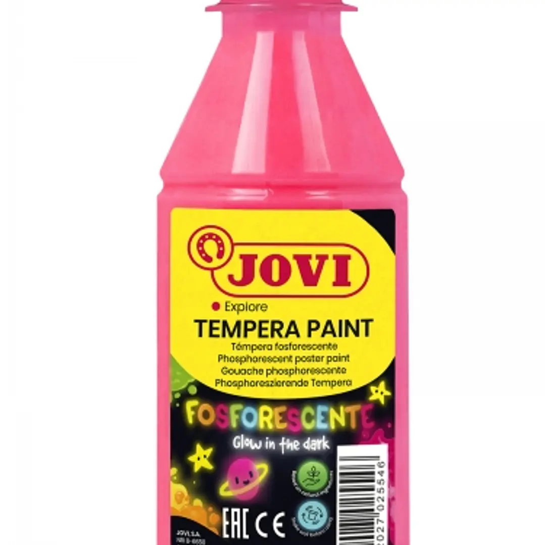 Jovi Tempera Paint Tempera Liquida Fosforescente 250ml - Brilla en la Oscuridad - Secado Rapido - Excelente Rendimiento - Facil Aplicacion - Buena Adh 1