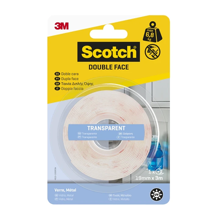 Scotch Cinta Adhesiva de Doble Cara - 19mm x 3m - Color Blanco 1