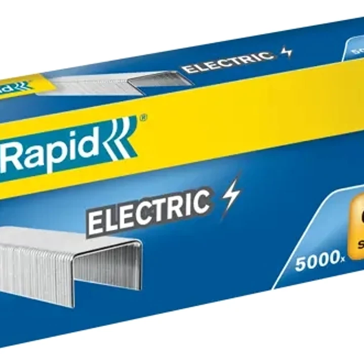 Rapid Strong Caja de 5000 Grapas 66/6 Electric - Para Grapar hasta 20 Hojas - Alambre Reforzado Galvanizado - Patilla de 6mm 1