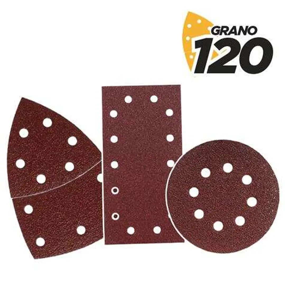 Blim Pack de 9 Lijas con Velcro para Lijadora BL0151 - Grano 120 - 3 Formatos 1