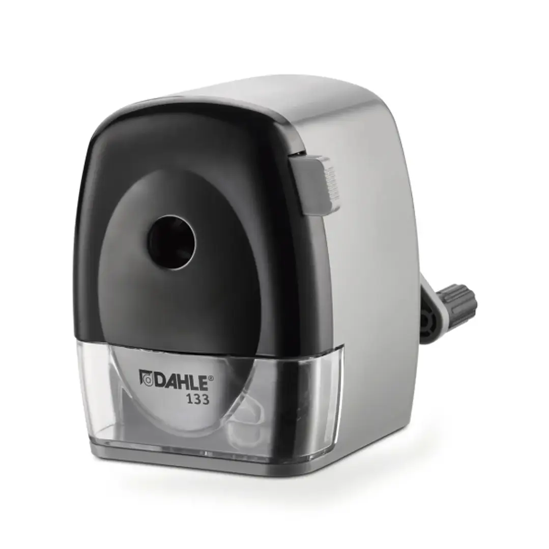 Dahle 133 Afilalapices de Manivela - Para Lapices de 8 a 11,5mm Ø - Fresa de Acero - Forma de Punta Ajustable - Gran Deposito - Color Gris/Negro 1