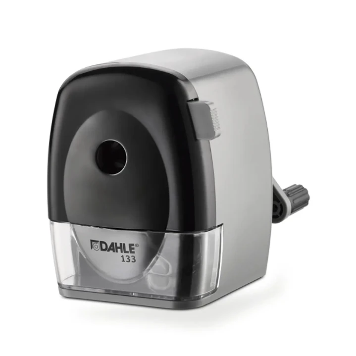 Dahle 133 Afilalapices de Manivela - Para Lapices de 8 a 11,5mm Ø - Fresa de Acero - Forma de Punta Ajustable - Gran Deposito - Color Gris/Negro 1