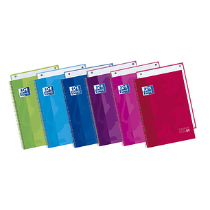 Oxford School Classic Europeanbook 1 Cuaderno A4+ 80 Hojas Microperforadas Cuadricula 5x5mm - Tapa Extradura - 4 Cuadernos por Color