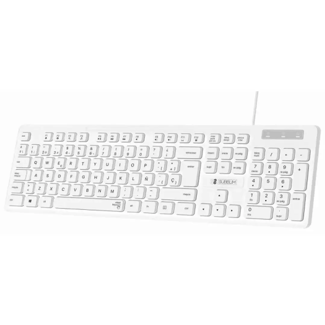 Subblim Teclado Business Slim Silencioso - 430 x 132 x 23 mm - Teclas Planas - Resistente a salpicaduras - Diseño delgado y completo - Conector USB Pl 1