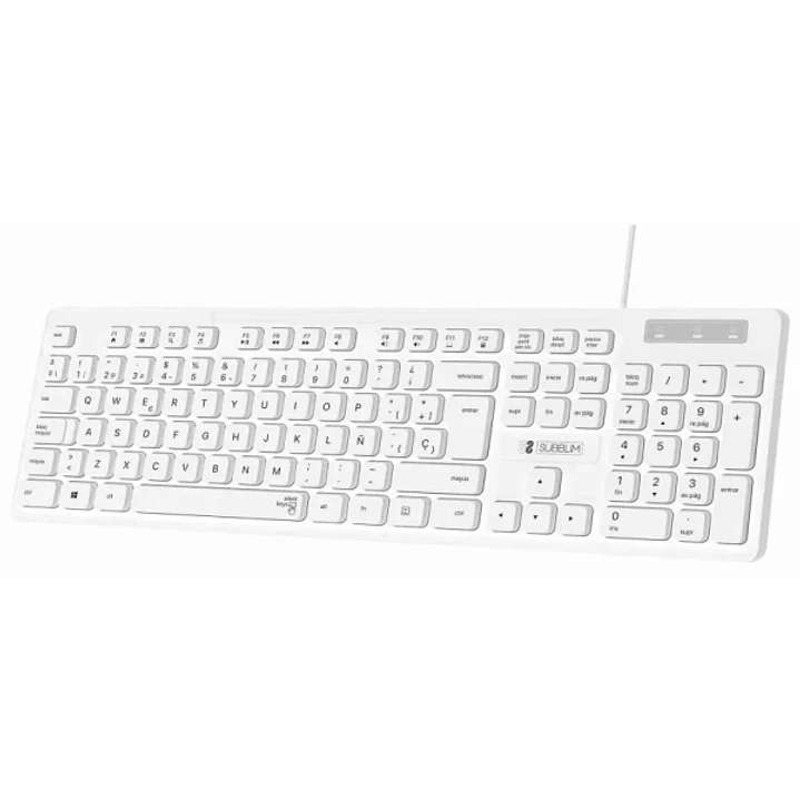 Subblim Teclado Business Slim Silencioso - 430 x 132 x 23 mm - Teclas Planas - Resistente a salpicaduras - Diseño delgado y completo - Conector USB Pl 1