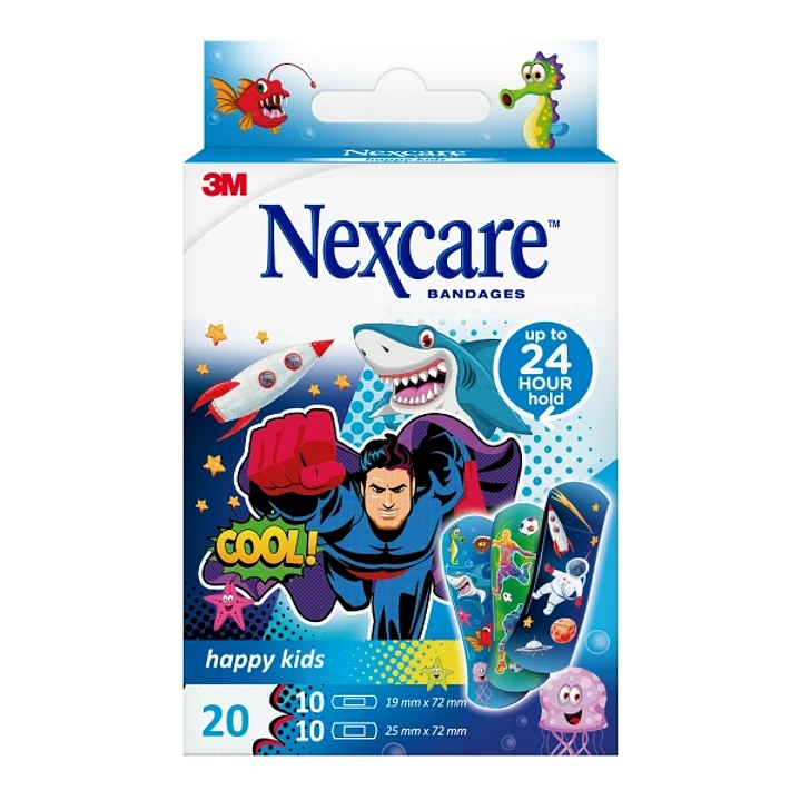 Nexcare Happy Kids Cool Pack de 20 Apositos Surtidos - Transpirables - para Pieles Delicadas - Color Estampado Infantil 1