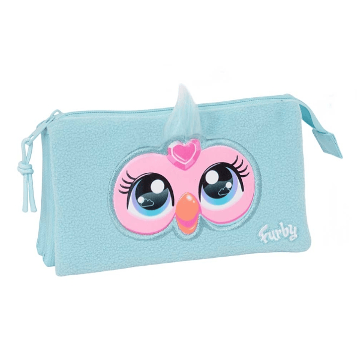 Safta Furby Portatodo - 3 Compartimentos con Cremalleras - Bolsillo Interior - 0.6L - 220x30x120mm - Color Azul Claro 1