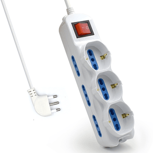 Ewent Regleta con 9 Tomas - 6 Tomas L + 3 Tomas L/F (Schuko) - Interruptor On/Off - Proteccion contra Sobretensiones - Enchufe Italiano Plano en Angul