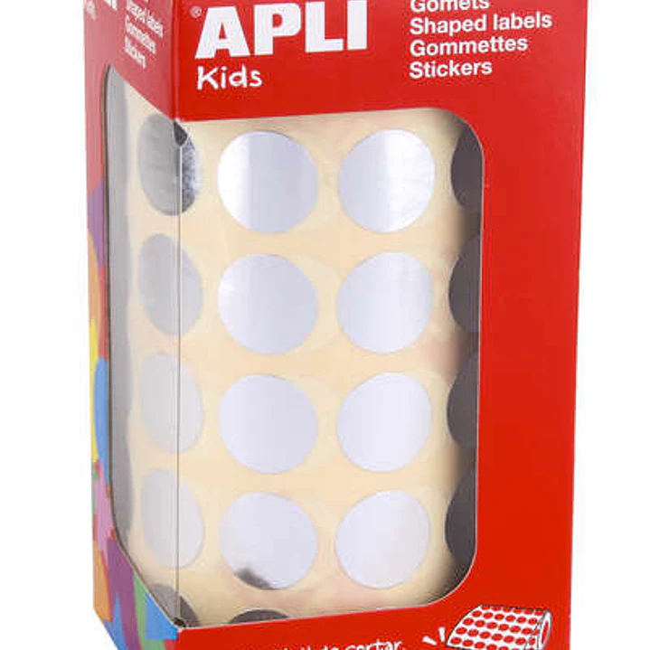 Apli Gomets Redondos Plata Metalizado Ø 15mm - 59 Hojas Pretroqueladas - 2832 Gomets por Rollo - Desarrolla Psicomotricidad Fina 1