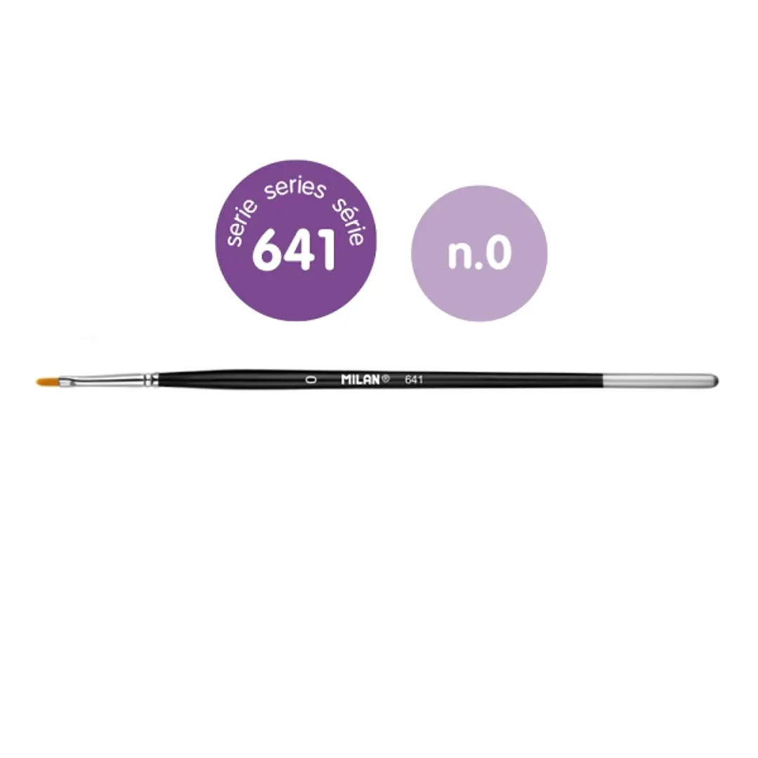 Milan 612 Premium Synthetic Pack de 6 Pinceles Lengua de Gato Numero 0 - Bolsa con Colgador - Pelo Sintetico - Mango Corto - Color Negro 1