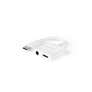 Nanocable Conversor USB-C a Audio 48KHz - USB-C/M-1xJACK 3.5/H + USB-C/H PD 60W - 11.5cm - Color Blanco